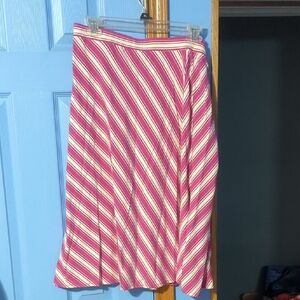 Talbots Pink and White Striped A-Line Skirt